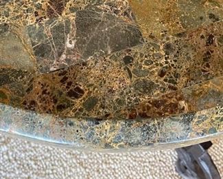 Robb & Stucky End Table Granite Tile Top Rustic Iron Frame 26in H x 28in W