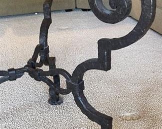 Robb & Stucky End Table Granite Tile Top Rustic Iron Frame 26in H x 28in W