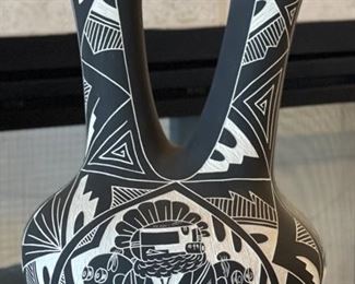 Alisha Chino Native American Etched Wedding Vase AC Acoma NM 15x9x9in HxWxD