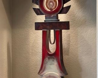 Helene Fielder Raku Ceramic Abstract Sculpture 39x15x3.5in HxWxD
