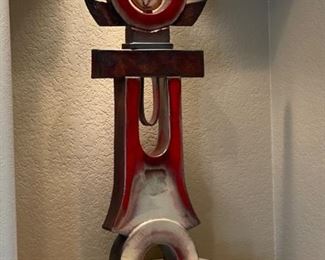 Helene Fielder Raku Ceramic Abstract Sculpture 39x15x3.5in HxWxD