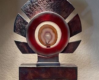 Helene Fielder Raku Ceramic Abstract Sculpture 39x15x3.5in HxWxD