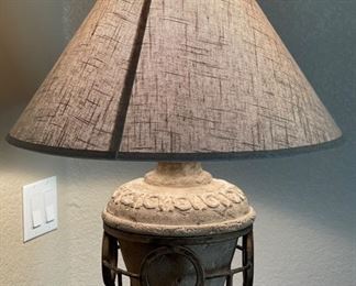 Rustic Ceramic & Iron Floor Lamp 63in H x 21in Diameter