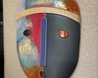#1 Dominique Blanchard Ceramic Face Mask Sculpture 15x11.5x1in HxWxD