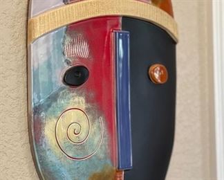 #1 Dominique Blanchard Ceramic Face Mask Sculpture 15x11.5x1in HxWxD