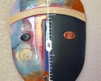 #1 Dominique Blanchard Ceramic Face Mask Sculpture 15x11.5x1in HxWxD