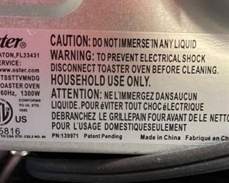 Oster Countertop Toaster Oven TSSTTVMNDG