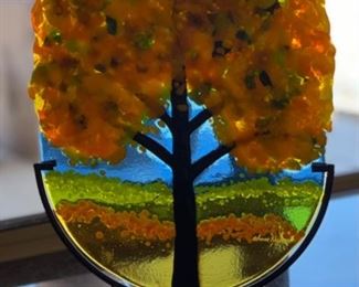 Art Glass Tree Sculpture 16in H x 11in W