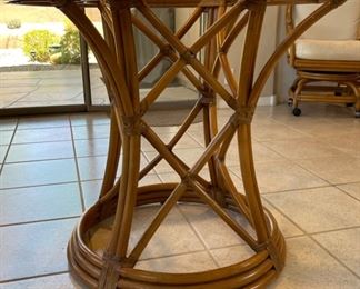 Glass Top Rattan Dining Table 28in H x 60in Diameter