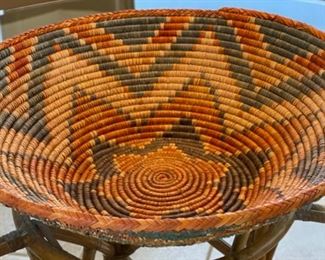 Coil Weave Basket Native American Bowl 7.5in H x 27in Diameter