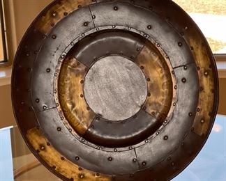 Rustic Metal Decor Platter w/ Stand 24in Diameter