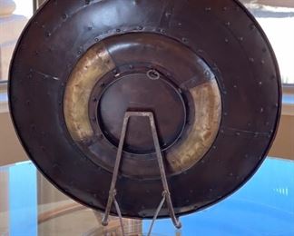 Rustic Metal Decor Platter w/ Stand 24in Diameter