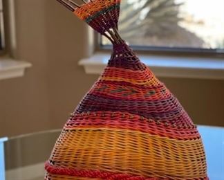 Montana Blue Heron Contemporary Santa Fe Sculptural Weaving Basket Marilyn Evans Wm. Stevens 26x15x13in HxWxD