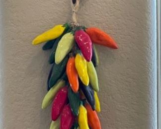 Ceramic Dangling Chili Peppers 16in Long