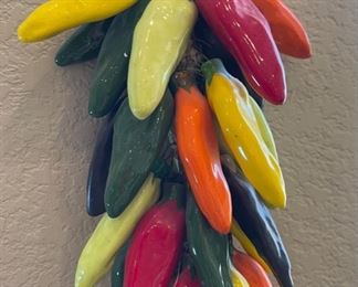 Ceramic Dangling Chili Peppers 16in Long