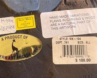 Hand Carved African Mask on Stand