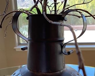 Rustic Metal Decor Vase 16in H x 12in Diameter