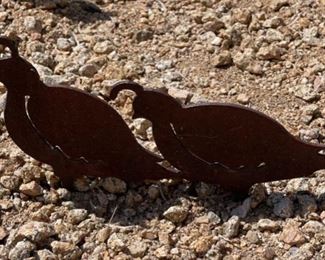 Rustic Metal Silhouette 2 Quail Yard Art 8 x 15