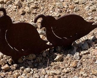 Rustic Metal Silhouette 2 Quail Yard Art 8 x 15