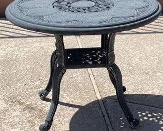 Outdoor Patio Cast Aluminum Round End Table Metal 18 inches high by 24 inches diameter