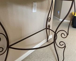 Rustic Tile top Scroll Metal Frame Half Moon Table 30x38x17in HxWxD