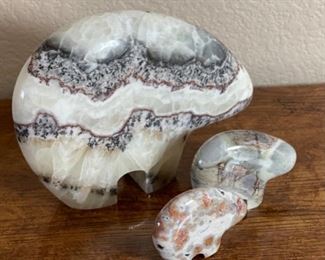 3pc Zuni Style Carved Stone Bears Native American Largest: 6x9x2in