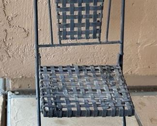 Vintage Mini Folding Metal Patio Chair 24 x 14 x 16 HxWxD