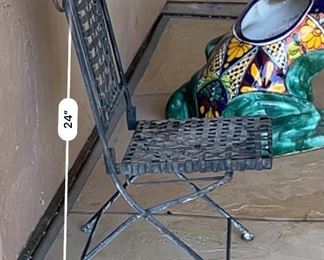 Vintage Mini Folding Metal Patio Chair 24 x 14 x 16 HxWxD