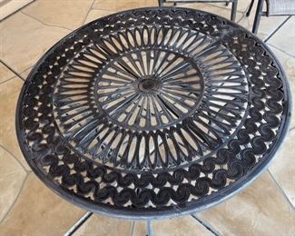 Hampton Bay Patio Table & Chairs Cast Aluminum Table: 28 inches high by 50 inches diameter
