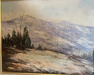 *Original* Charles Chas Reid Mountain Landscape Scene Oil Painting on Board Frame: 22x26in<BR>Art: 16x20in