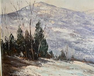*Original* Charles Chas Reid Mountain Landscape Scene Oil Painting on Board Frame: 22x26in<BR>Art: 16x20in
