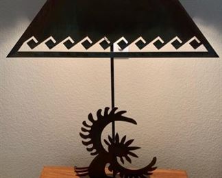Eagle Dancer Native American Folk Art Copper Tone Metal Table Lamp #1 35x17x17 HxWxD