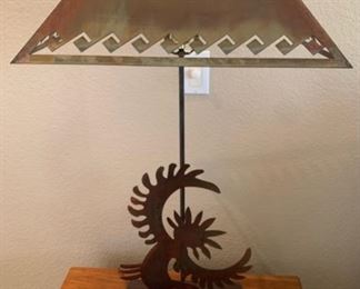 Eagle Dancer Native American Folk Art Copper Tone Metal Table Lamp #1 35x17x17 HxWxD