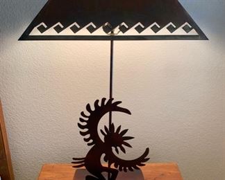 Eagle Dancer Native American Folk Art Copper Tone Metal Table Lamp #1 35x17x17 HxWxD