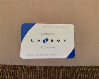 La-Z-Boy Oversized Chair Brown and Beige Lined Fabric with Wood Legs and One Throw Pillow #2 35x58x38 HxWxD