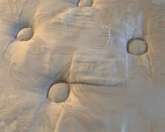 La-Z-Boy Sleeper Sofa Brown and Beige Lined Fabric with Wood Legs 35x80x38 HxWxD