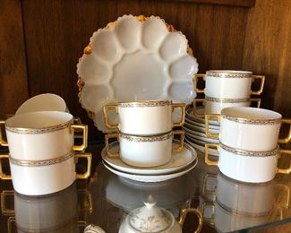 1930s Heinrich H&C Selb Bavaria Gold Trim bread plates and soup bowls