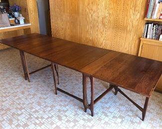 Swedish Modern "Maria Style" Drop Leaf Teak Dining Table Attributed to Bruno Mathsson  Can  seat from 2-12 people