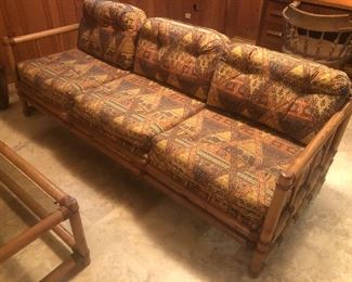 3-cushion mid-modern rattan couch