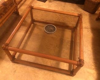 Ratan and Glass Cocktail Table