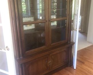 Mid-Modern China hutch with glass doors and lower cabinet