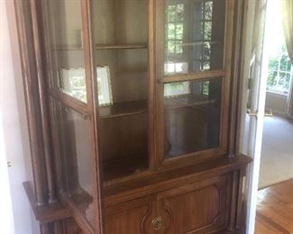 Mid-Modern China hutch with door open