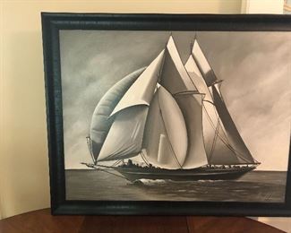 Large black and white framed acrylic