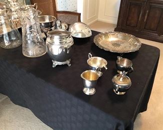 Silver plate service items and pitchers