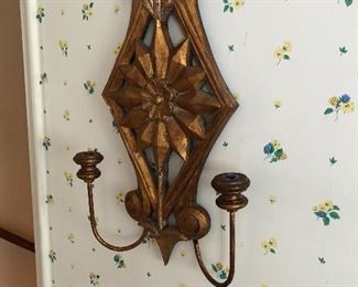 Wood carved wall mounted candle holder