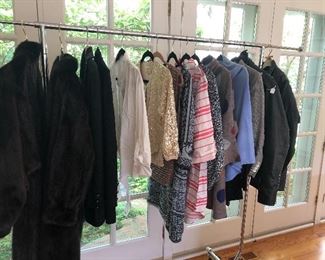 Curated clothing… Mink coats, on trend clothing size small and medium, including St. John knitwear