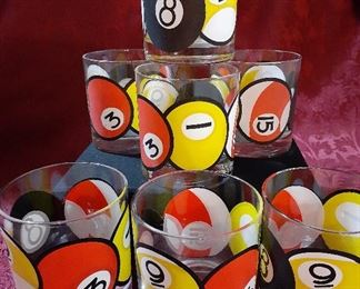 Vintage billiards ball old fashioned glasses