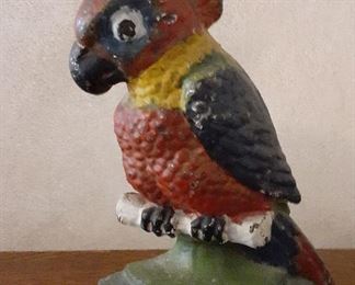 Very old cast iron Parrot door stop