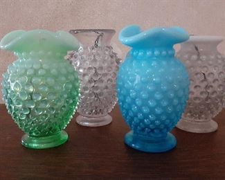 Hob nail glass (these pieces are appx 3.5" tall)