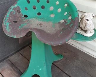 Tractor seat stool with side table